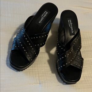Pedro Garcia Black Studded Mules